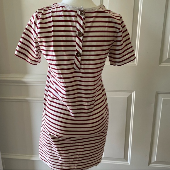 Dolce Vita Striped Red and White Dress with Brown Pockets Size Small - Picture 3 of 7